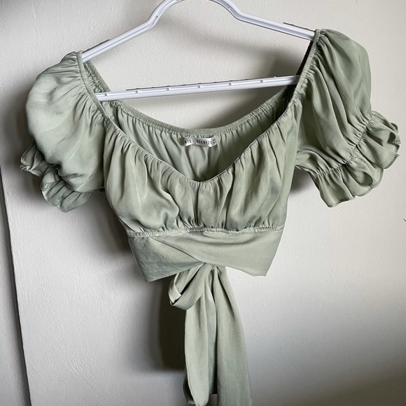 Saints + Secrets Tops - Saints + Secrets green off the shoulder crop top